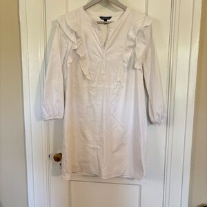 Express White Ruffled V-Neck Dress